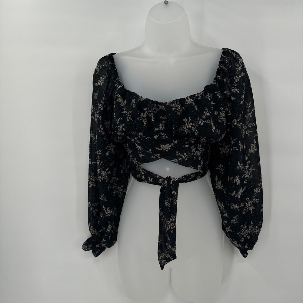 Fairycore Floral Tie Front‎ Crop Top Small Milkmaid Peasant Altar'd State